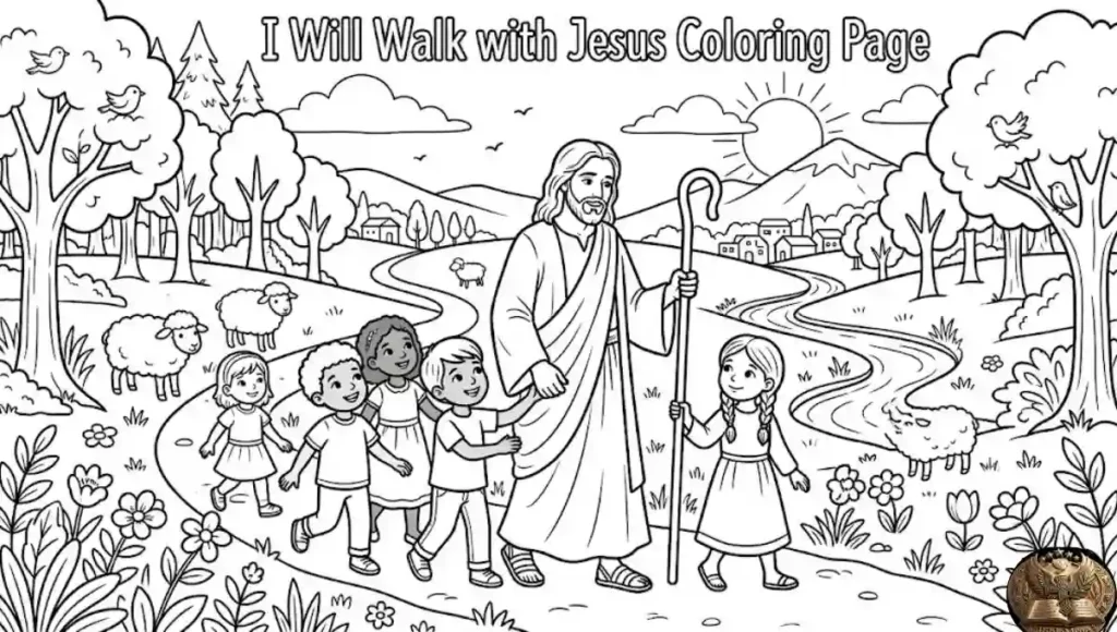 I Will Walk with Jesus Coloring Page